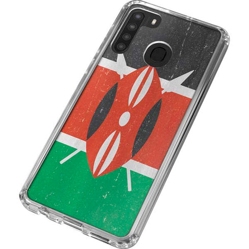 Kenya Flag Distressed Galaxy A21 Clear Case